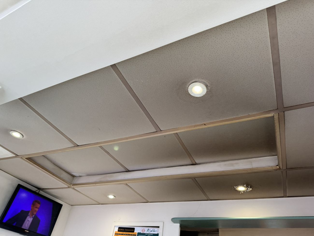 Coffered ceiling with downlights